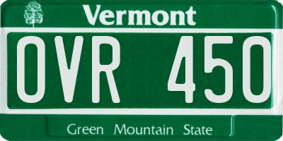 VT license plate OVR450