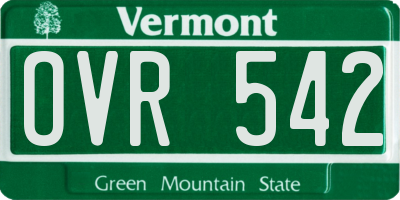 VT license plate OVR542