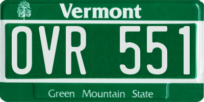 VT license plate OVR551