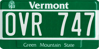 VT license plate OVR747