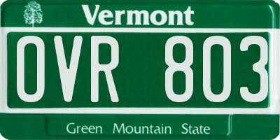 VT license plate OVR803