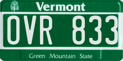 VT license plate OVR833