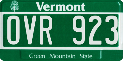 VT license plate OVR923
