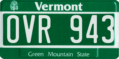 VT license plate OVR943