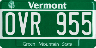 VT license plate OVR955