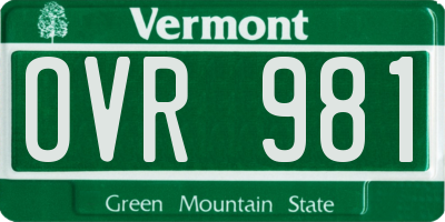 VT license plate OVR981