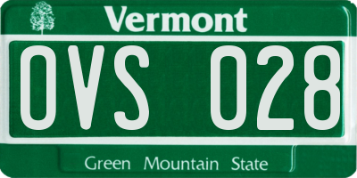 VT license plate OVS028