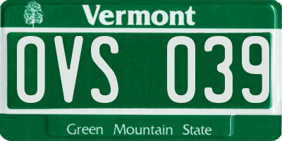 VT license plate OVS039