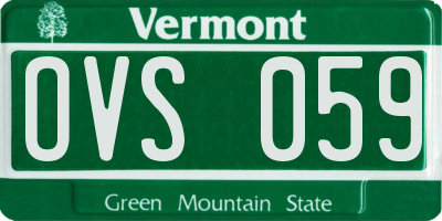 VT license plate OVS059