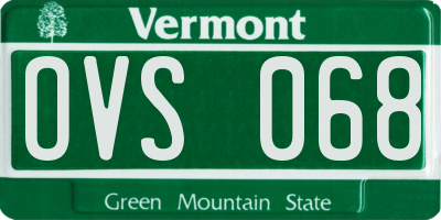 VT license plate OVS068