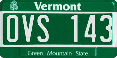 VT license plate OVS143