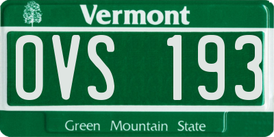 VT license plate OVS193