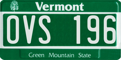 VT license plate OVS196