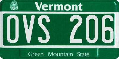 VT license plate OVS206