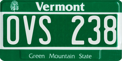 VT license plate OVS238