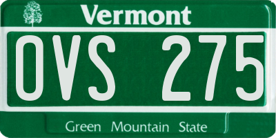 VT license plate OVS275