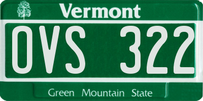VT license plate OVS322