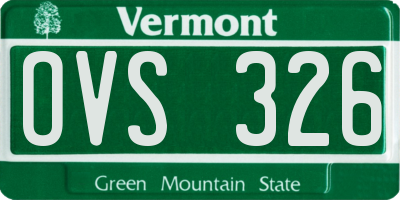 VT license plate OVS326