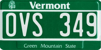 VT license plate OVS349