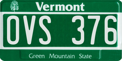 VT license plate OVS376