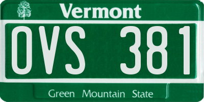 VT license plate OVS381
