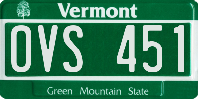 VT license plate OVS451