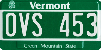 VT license plate OVS453