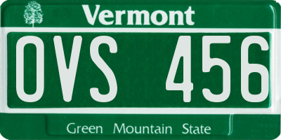 VT license plate OVS456