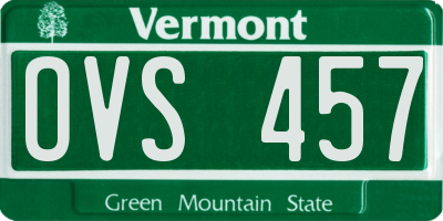 VT license plate OVS457