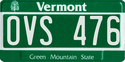 VT license plate OVS476