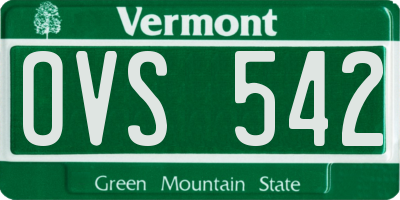 VT license plate OVS542