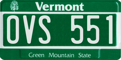 VT license plate OVS551