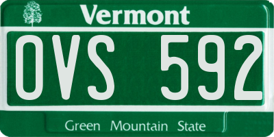 VT license plate OVS592