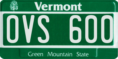 VT license plate OVS600