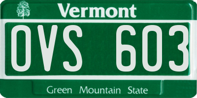 VT license plate OVS603