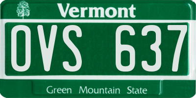 VT license plate OVS637
