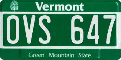 VT license plate OVS647