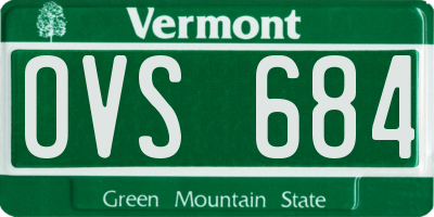 VT license plate OVS684