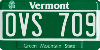 VT license plate OVS709