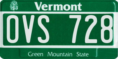 VT license plate OVS728
