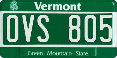 VT license plate OVS805