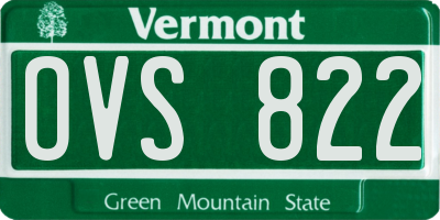 VT license plate OVS822