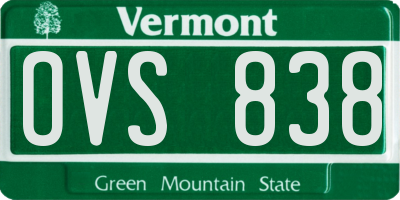 VT license plate OVS838