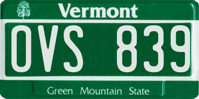 VT license plate OVS839