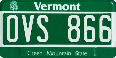 VT license plate OVS866
