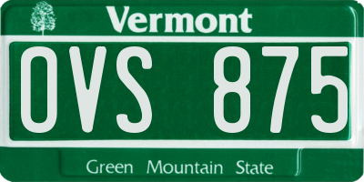 VT license plate OVS875
