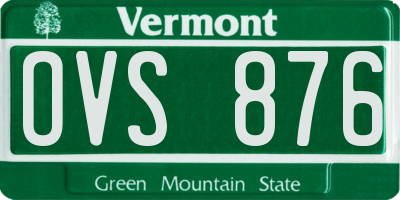 VT license plate OVS876