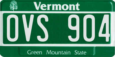 VT license plate OVS904