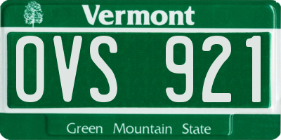 VT license plate OVS921