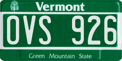 VT license plate OVS926